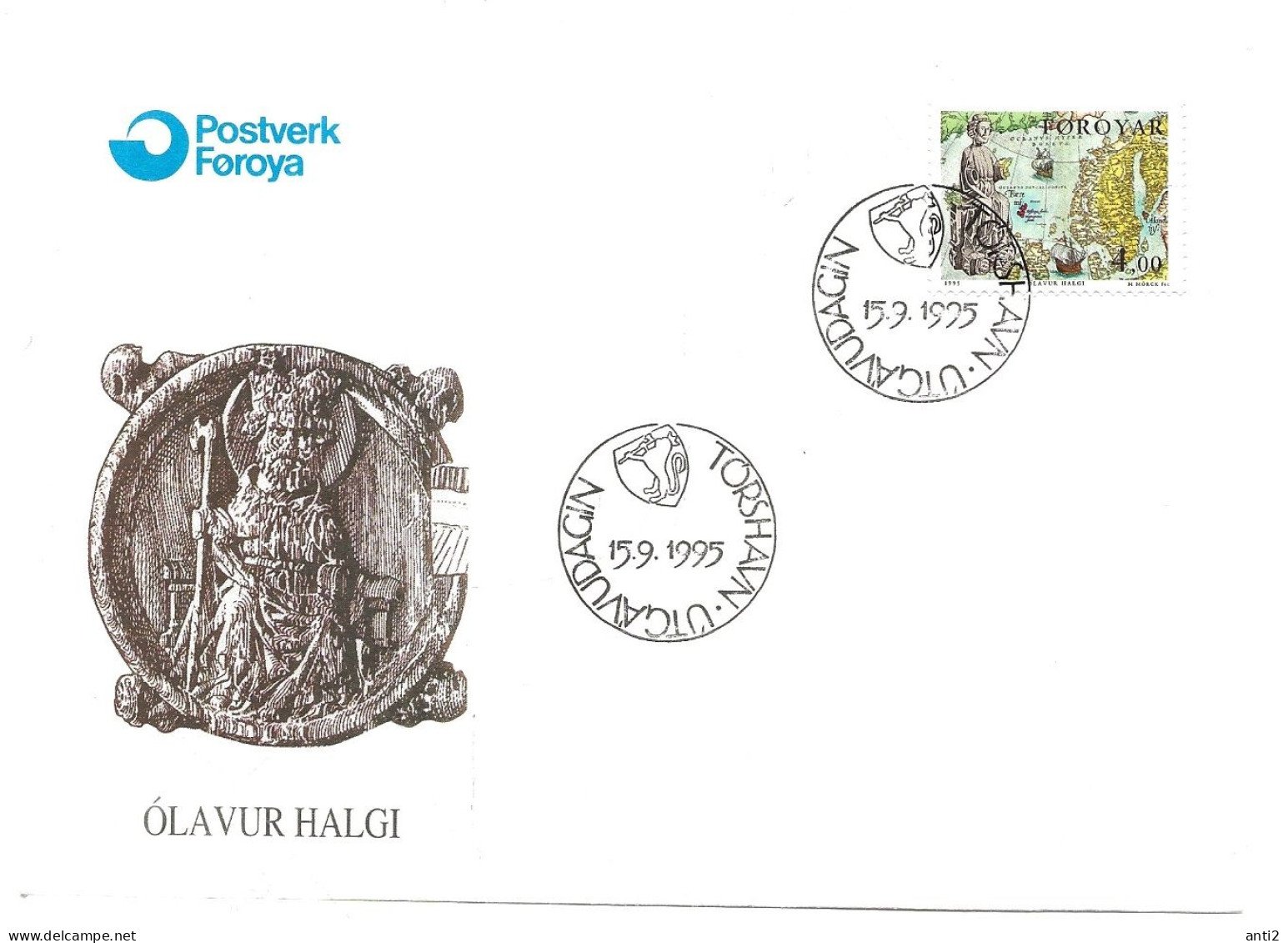 Faroe Islands 1995 1000th Birth Anniversary Of King Olaf II.  Mi 288 FDC - Färöer Inseln