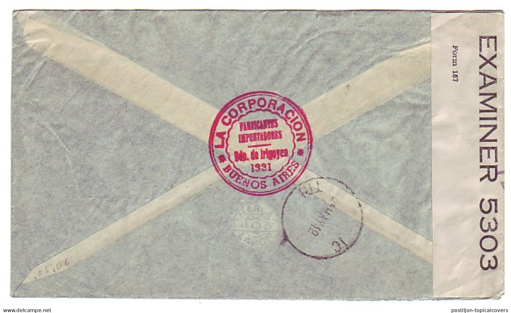 Censored Cover Argentina - USA 1944  - 2. Weltkrieg