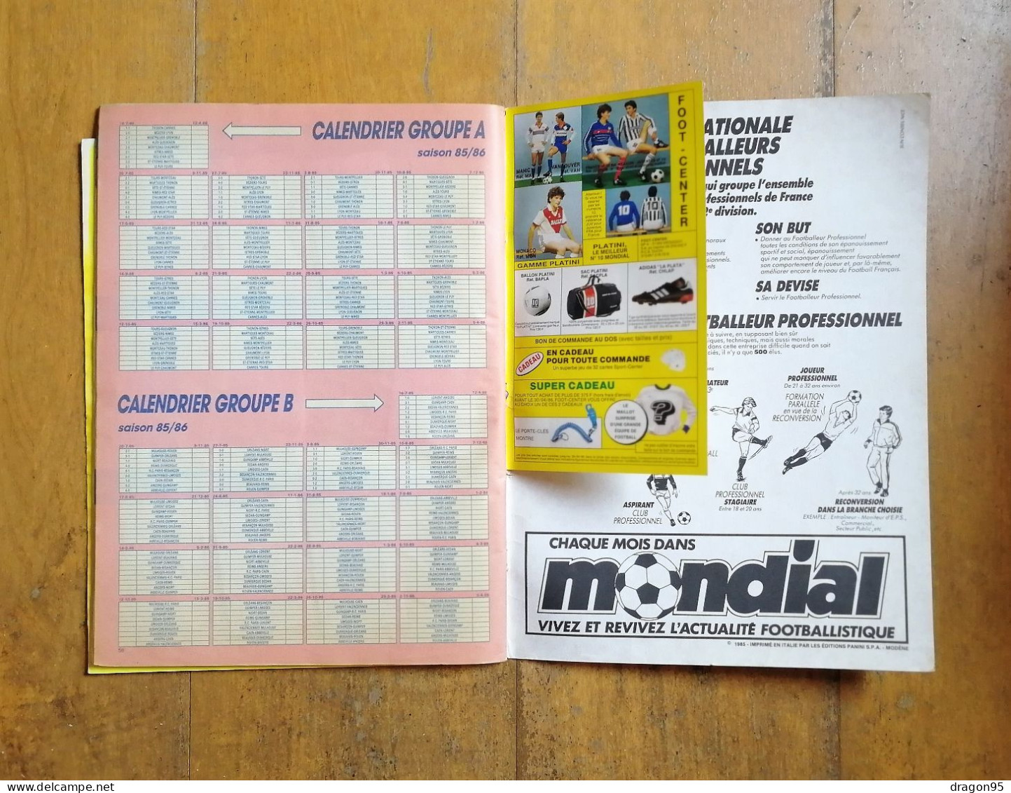 Album Football 86 Panini avec poster et bon de commande