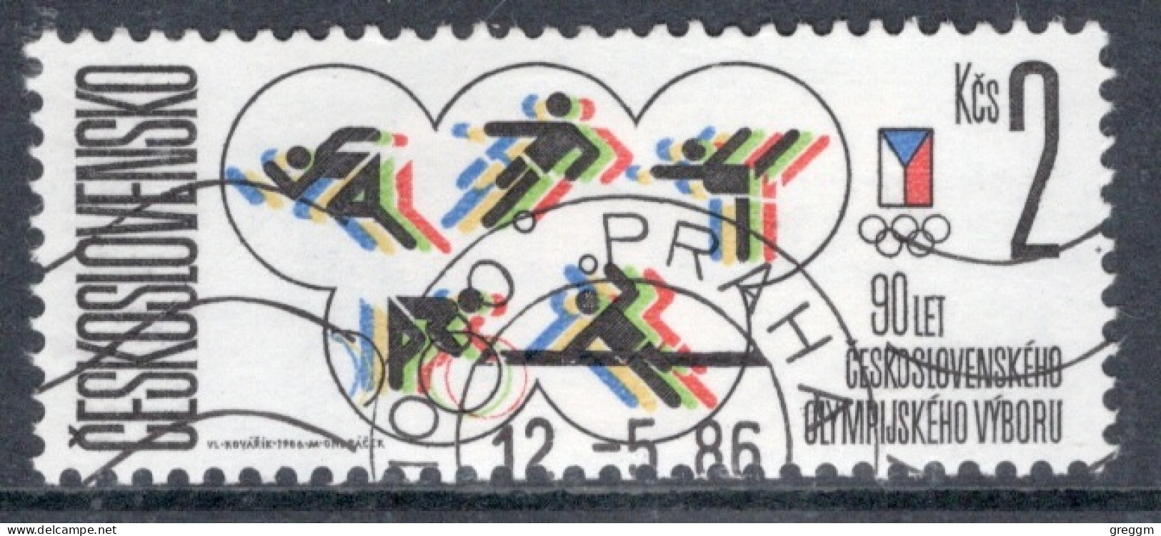 Czechoslovakia 1986 Single Stamp For The 90th Anniversary Of Czechoslovak Olympic Committee In Fine Used - Gebraucht