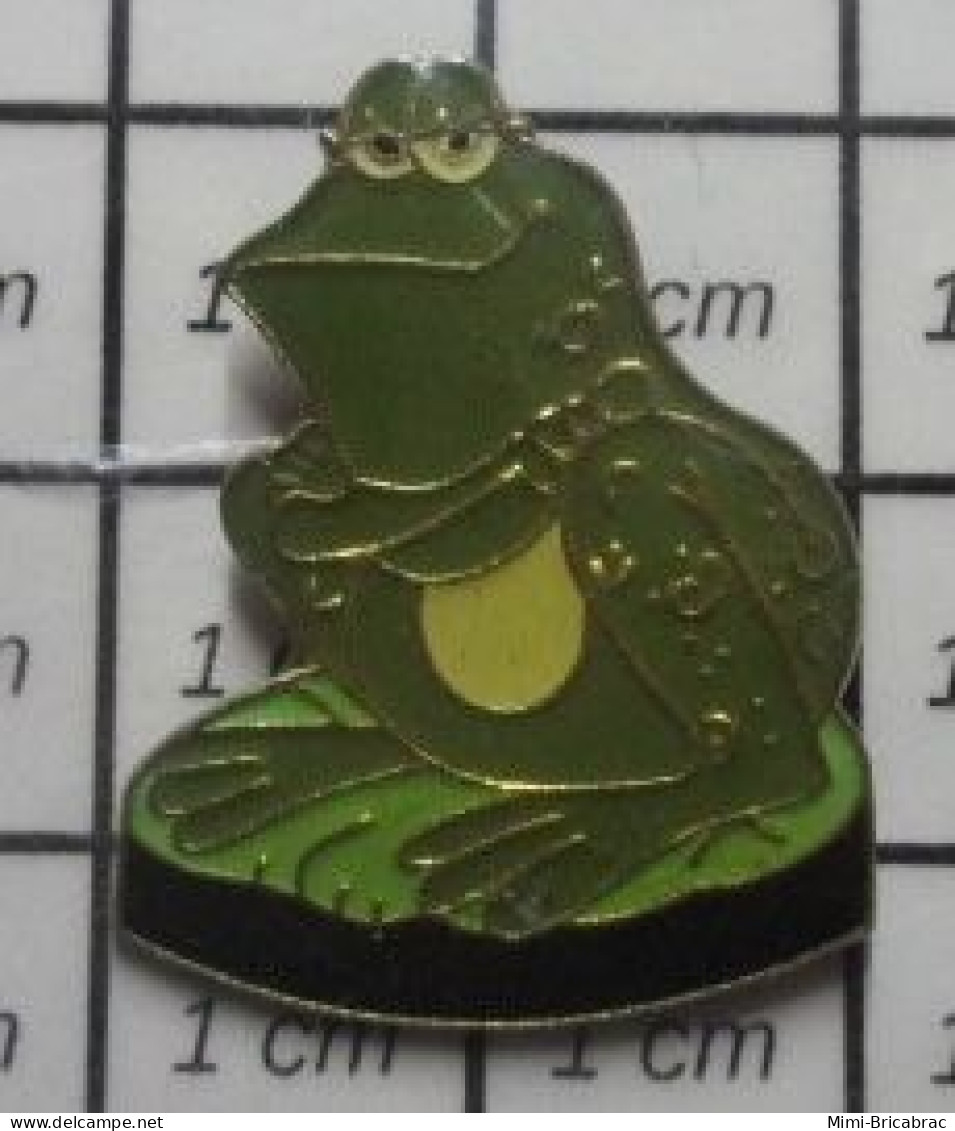 1818A Pin's Pins / Beau Et Rare / ANIMAUX / GRENOUILLE VERTE ASSISE SUR UNE FEUILLE DE NENUPHAR - Animals