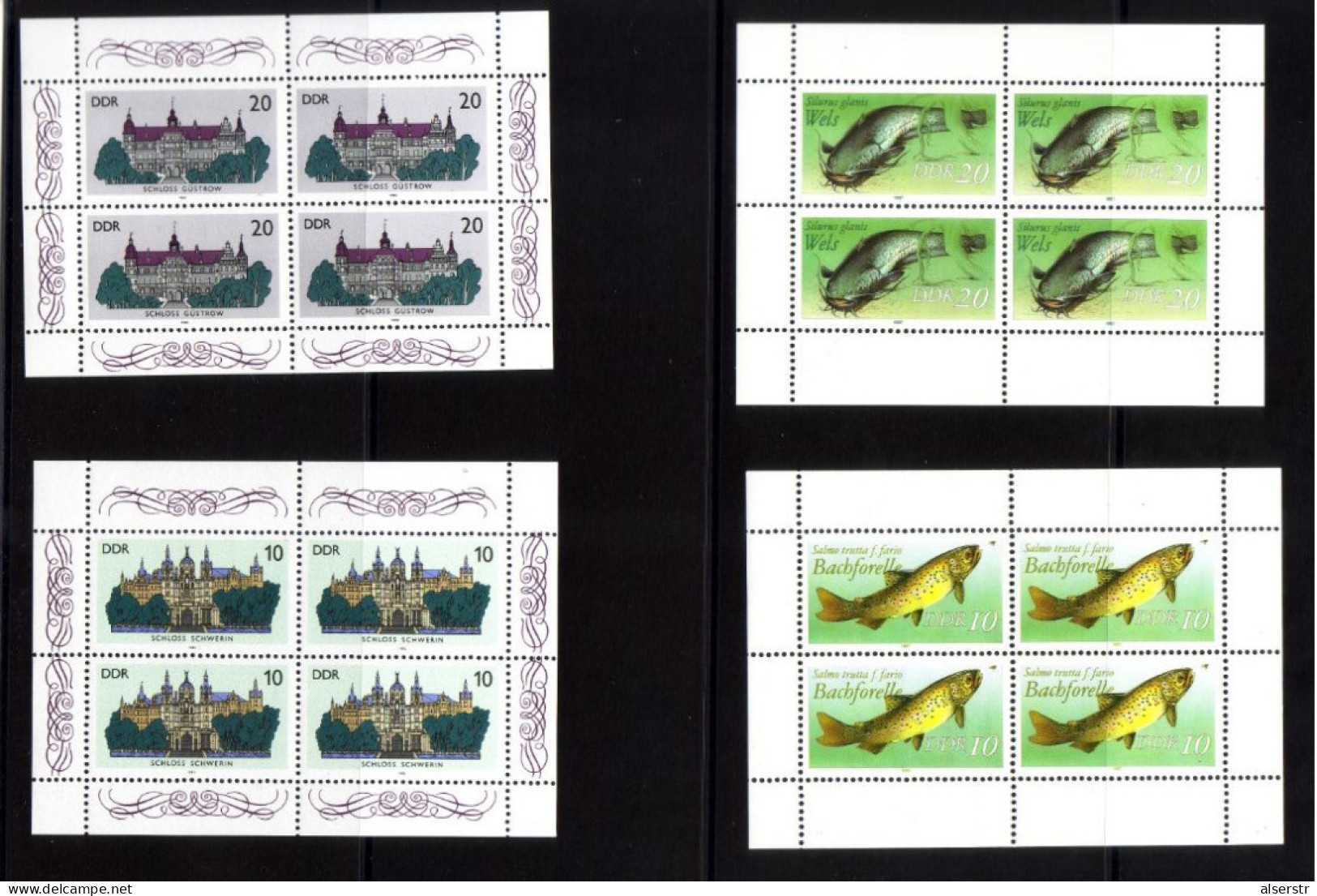 DDR Minisheets Fish, Castles MNH - Vrac (max 999 Timbres)