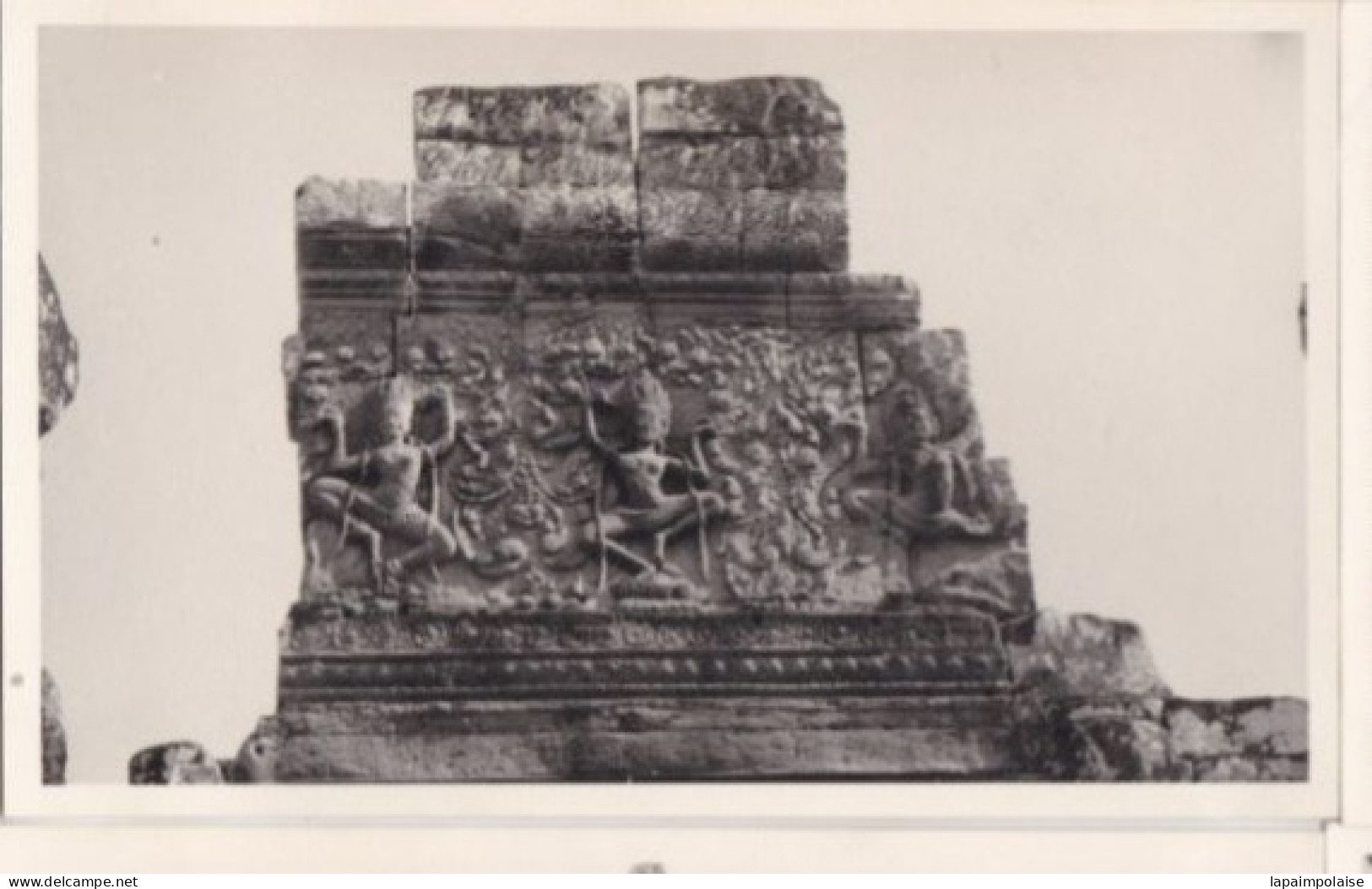 4 Photos INDOCHINE CAMBODGE ANGKOR THOM Art Khmer Statue Monumental Tours Bas  Relief Réf 30375 - Asie