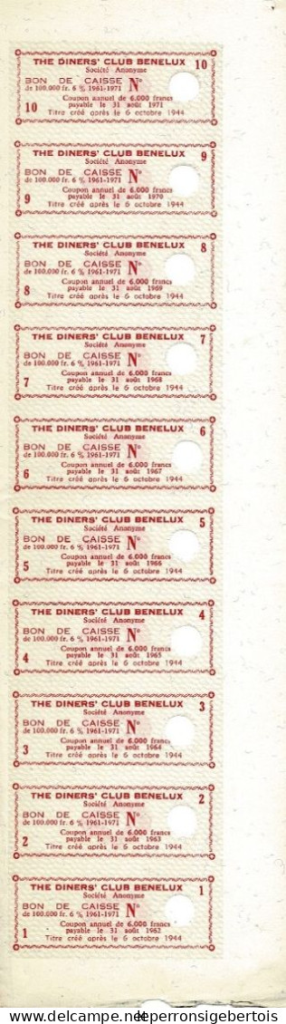 Obligation De 1961 - The Diners Club Bénélux - Déco - Blanco - D - F