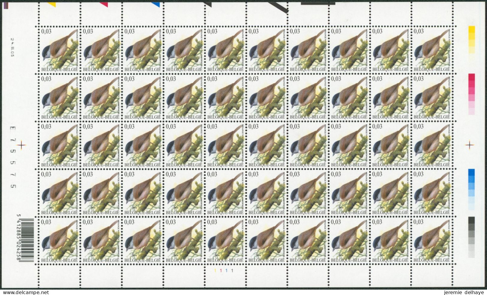 Collection / Collectie BUZIN (Oiseaux / Vogels) - Feuille F3389** (MNH) Planche, Plaatnummer 1 Date 2005 - 2001-2010