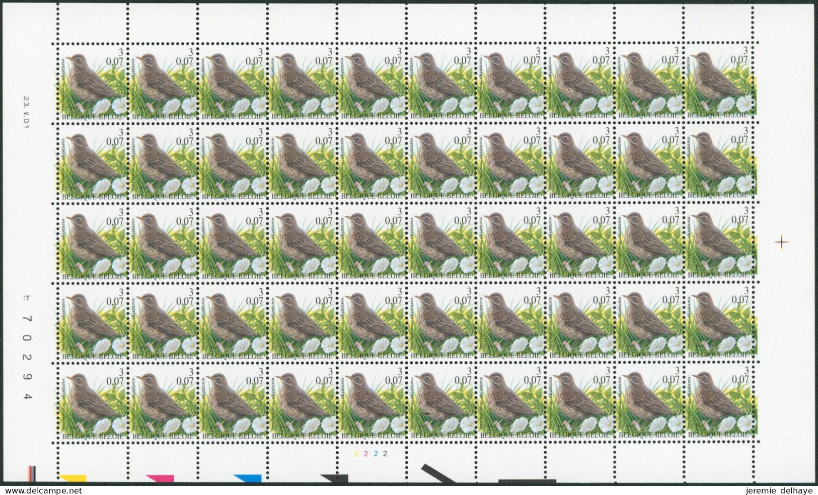 Collection / Collectie BUZIN (Oiseaux / Vogels) - Feuille F2920** (MNH) Planche, Plaatnummer 2 Date 2001 - 2001-2010