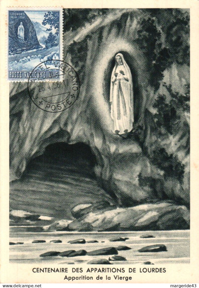 VATICAN 1958 CARTES MAXIMUM SERIE CENTENAIRE DES APPARITIONS DE LOURDES