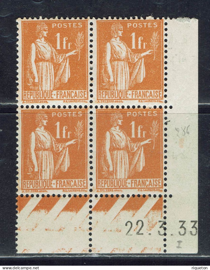 Fr. Coin Daté Type Paix N° 286 Année 33. Les Deux Timbres Du Haut* Du Bas** TB. - 1930-1939