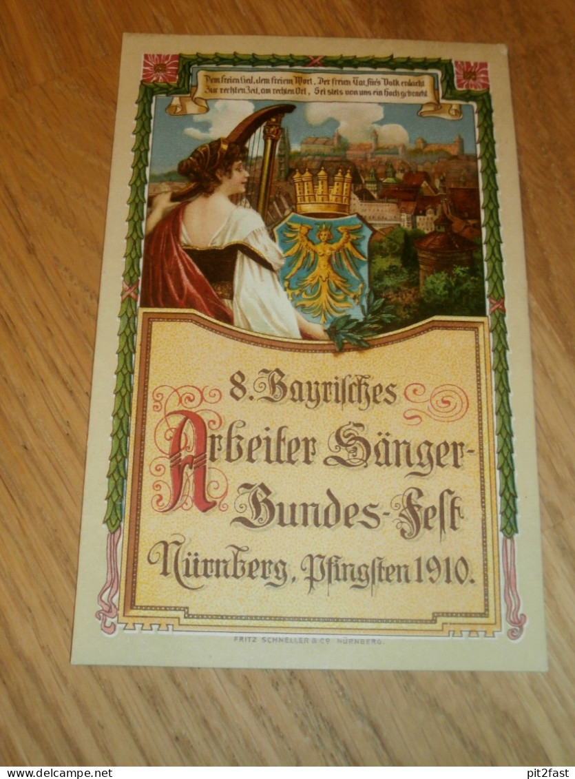 AK - Arbeiter Sänger Bundesfest Nürnberg , Pfingsten 1910 , Alte Ansichtskarte !!! - Collezioni E Lotti