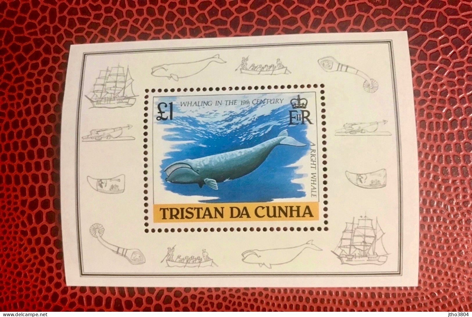 TRISTAN DA CUNHA HELENA 1988 Bloc 1v Neuf MNH (légère Trace Vers  YT BF 21 Marine Mammals Whale Baleine HELENE - Baleines