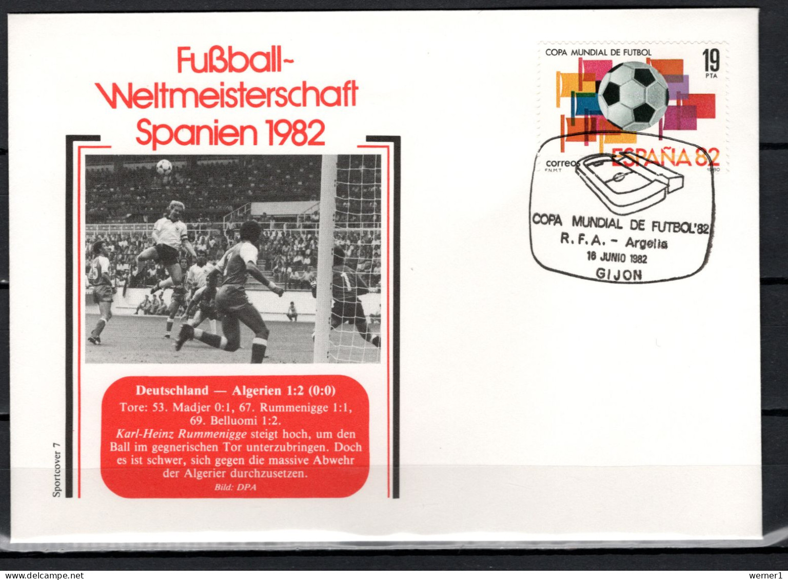 Spain 1982 Football Soccer World Cup Commemorative Cover Match Germany - Algeria 1:2 - 1982 – Espagne