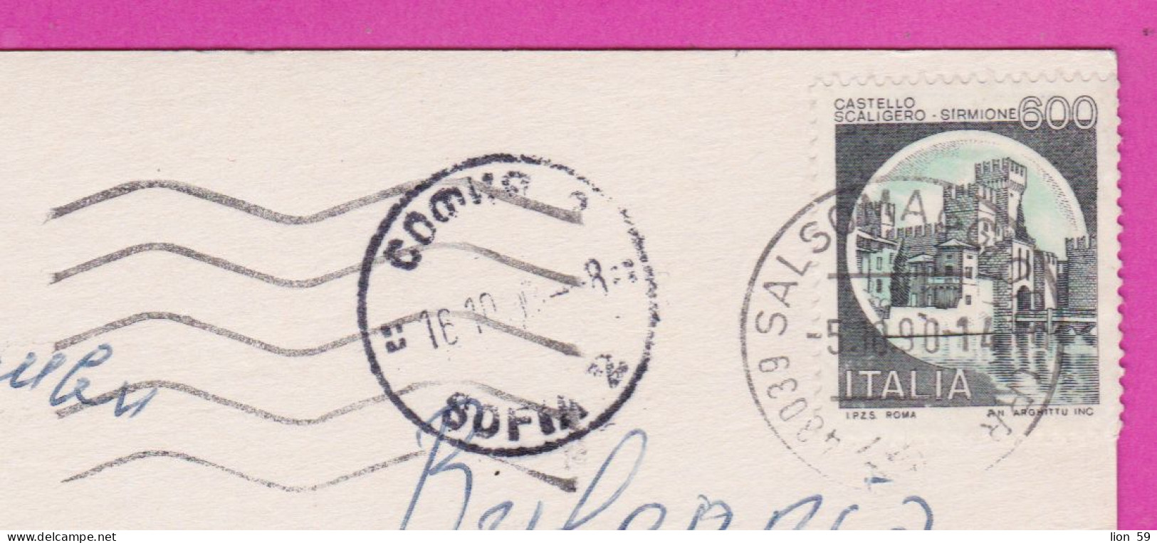 293884 / Italy - Saluti Da Salgomaggiore Terme PC 1992 USED 600 L Castello Scaligero Di Sirmione , Castle - 1981-90: Poststempel