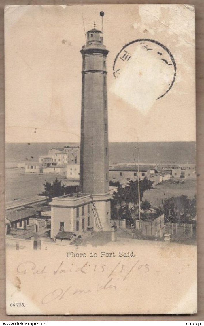 CPA EGYPTE - PORT SAID - Phare De PORT SAÏD - TB PLAN EDIFICE MER + Partie De La Ville - Port Said