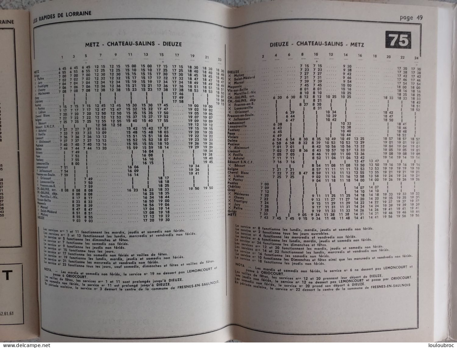 LES RAPIDES DE LORRAINE ETE 1960 HORAIRES DES AUTOBUS LIVRET DE 56 PAGES RESEAUX METZ-NANCY - Europa