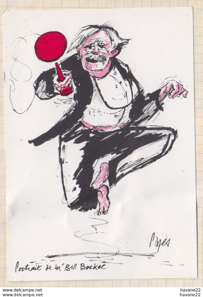 8AK3962 DESSIN PAGES PORTRAIT DE MR BILL BOCKET Carte Legerement Froissée   2 SCANS - Pages