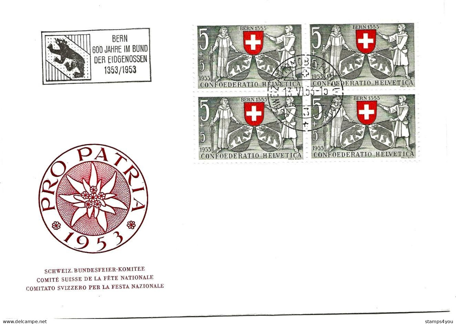 125 - 39 - Enveloppe Avec Oblit Spéciale "Bern 600 Jahre Im Bund Der Eidgenossen 1953" - Marcophilie