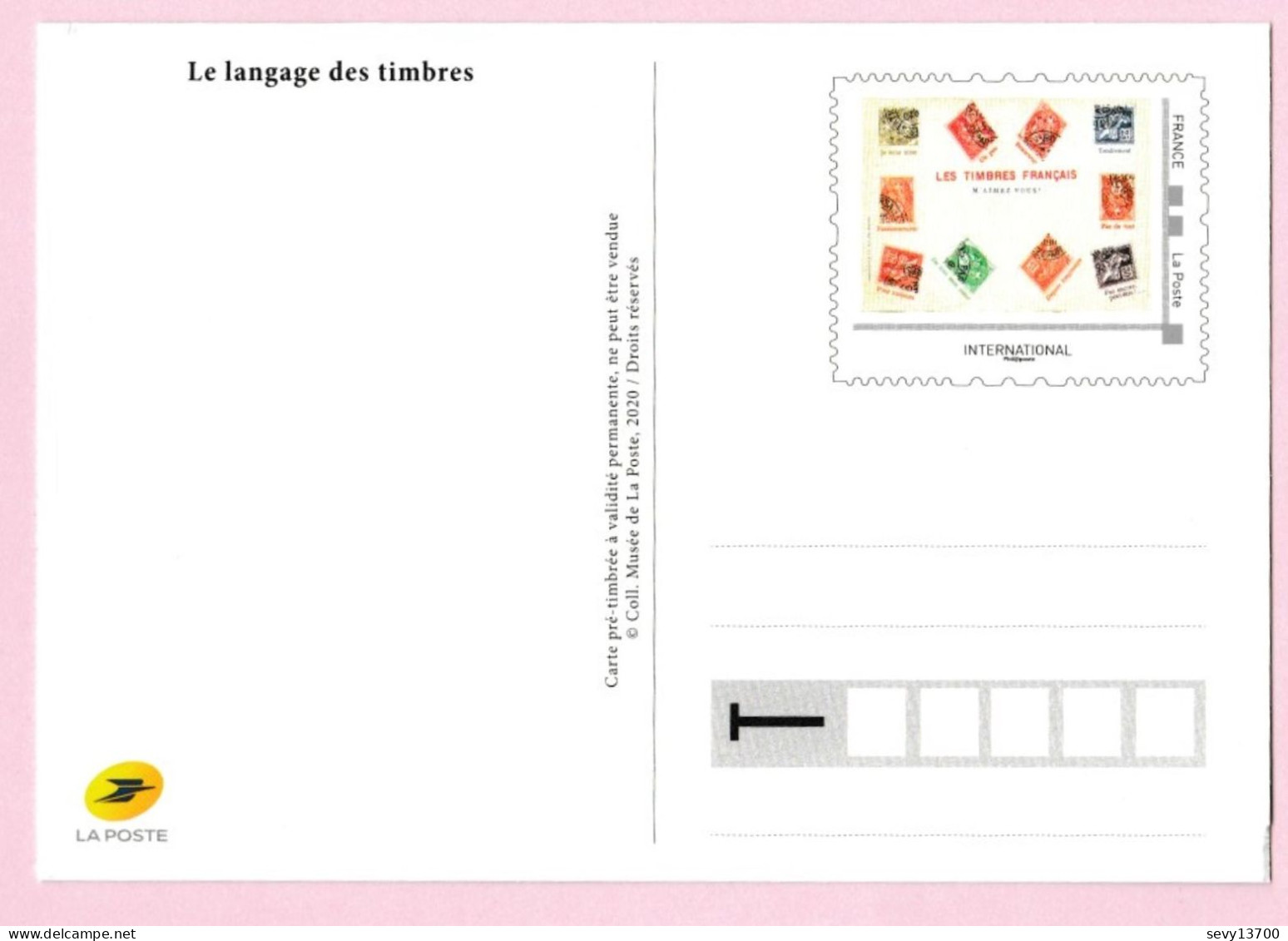 4 PAP Carte Pré-timbrée à Validité Permanente 2020 Le Langage Des Timbres - Les Timbres Et Leurs Secrets - PAP: Sonstige (1995-...)