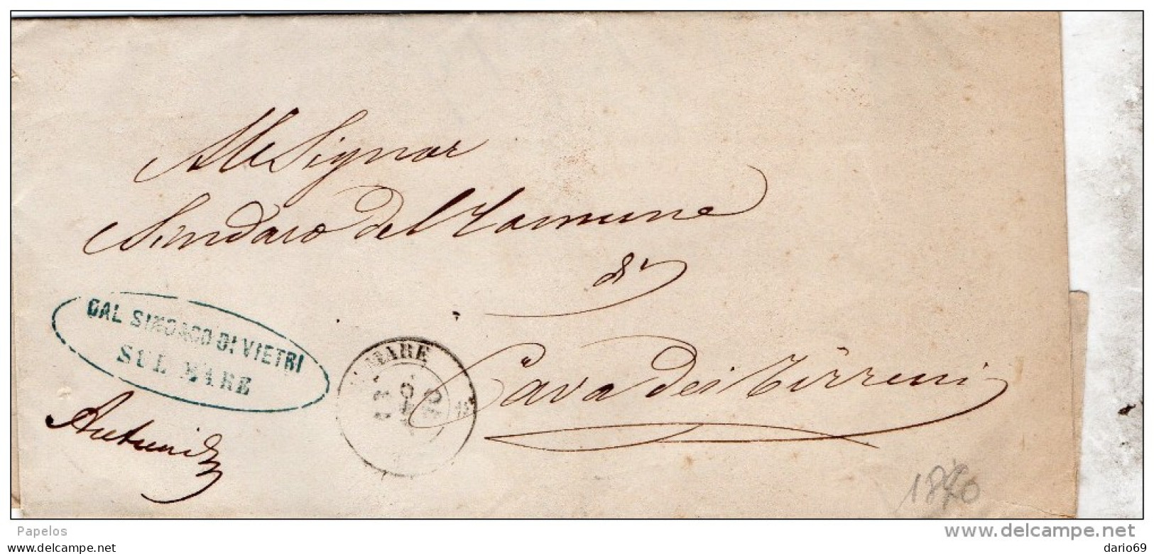 1870   LETTERA  CON ANNULLO VIETRI SUL MARE SALERNO - Poststempel