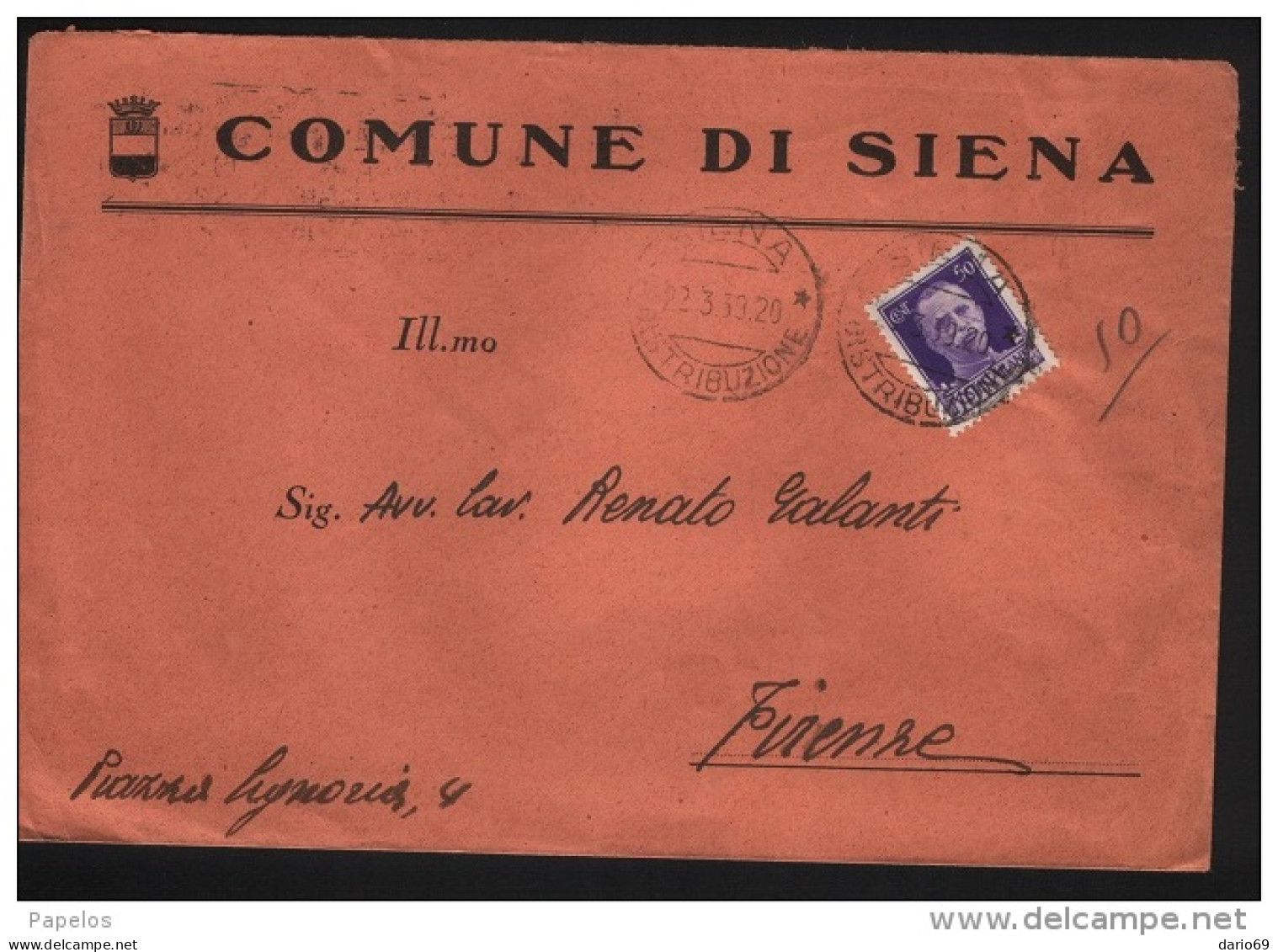 1939  LETTERA CON ANNULLO  SIENA - Poststempel