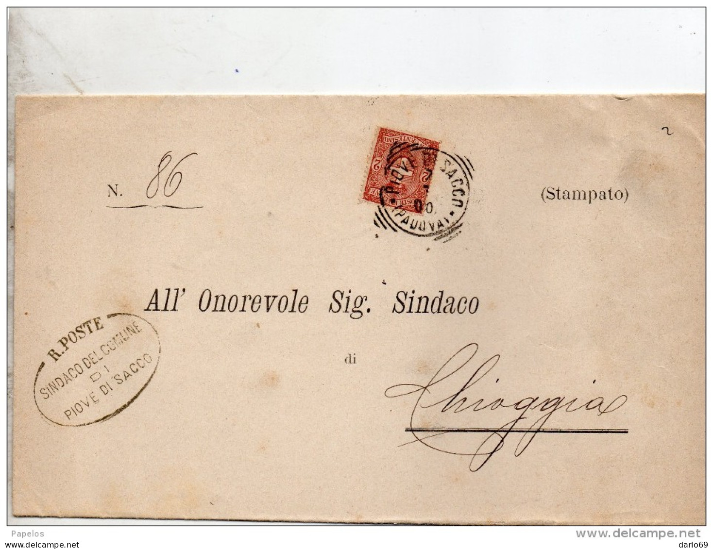 1900   LETTERA  CON ANNULLO PIOVE DI SACCO PADOVA - Poststempel