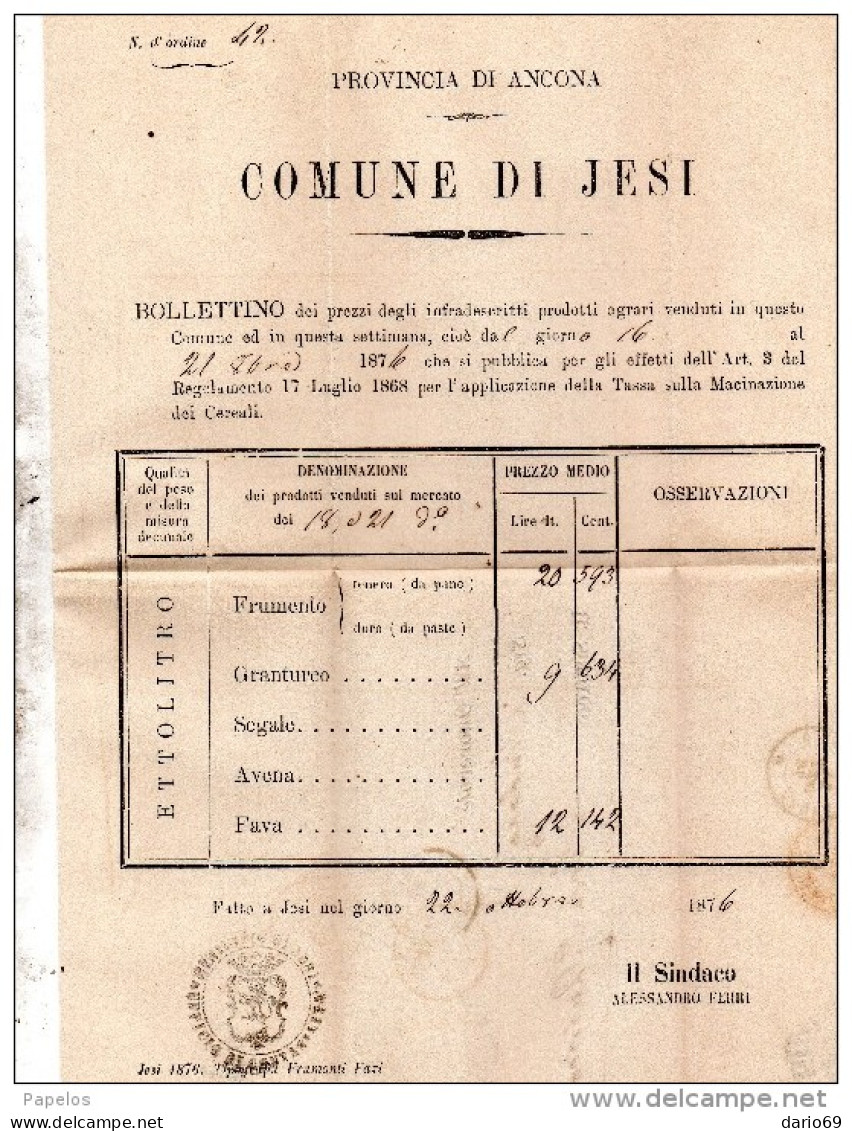 1876  LETTERA CON ANNULLO  JESI ANCONA - Poststempel