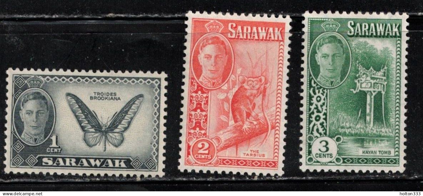 SARAWAK Scott # 180-2 MH - KGVI & Various Scenes - Sarawak (...-1963)