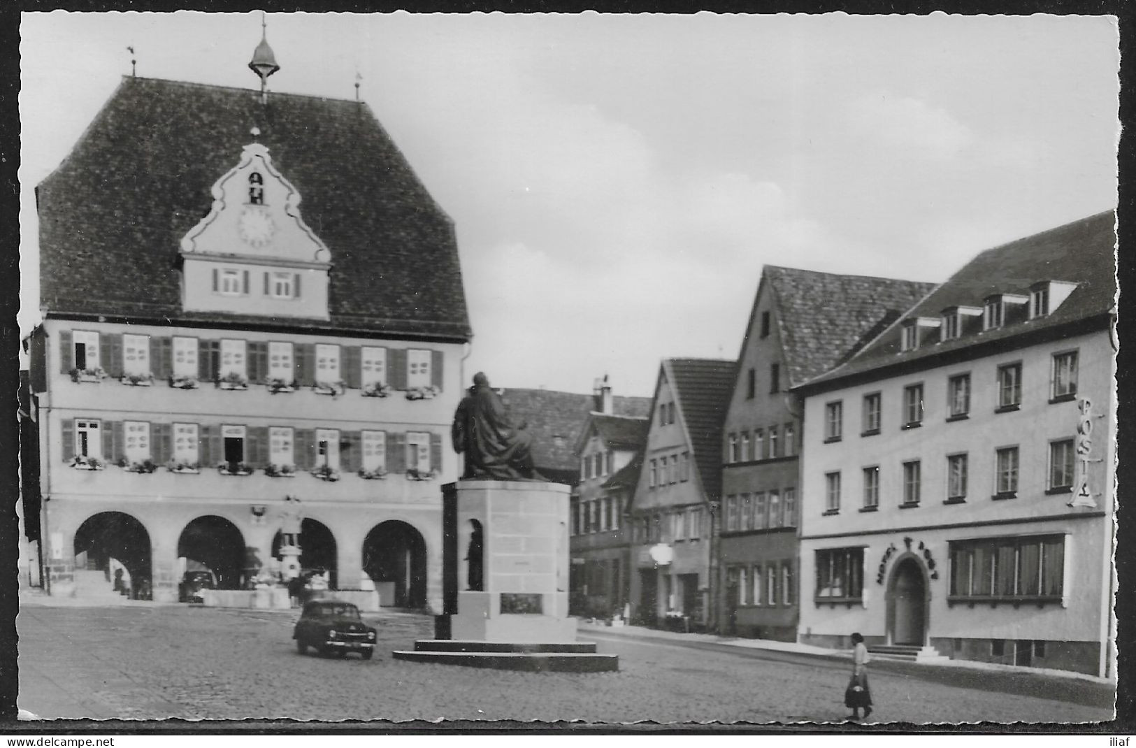 Germany. Hotel Krone-Post. Well Der Stadt. Illustrated View Posted Postcard - Weil Der Stadt