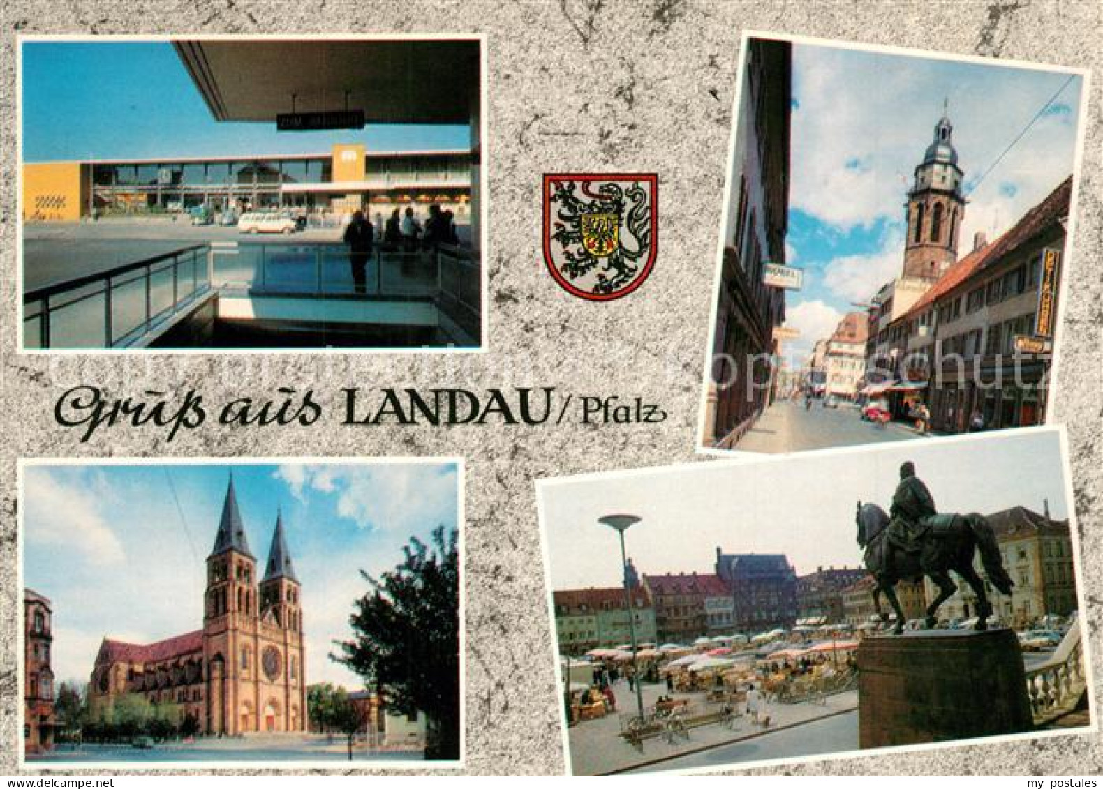 73257547 Landau Pfalz Bahnhof Marktstrasse Stiftskirche Marienkirche Rathausplat - Landau