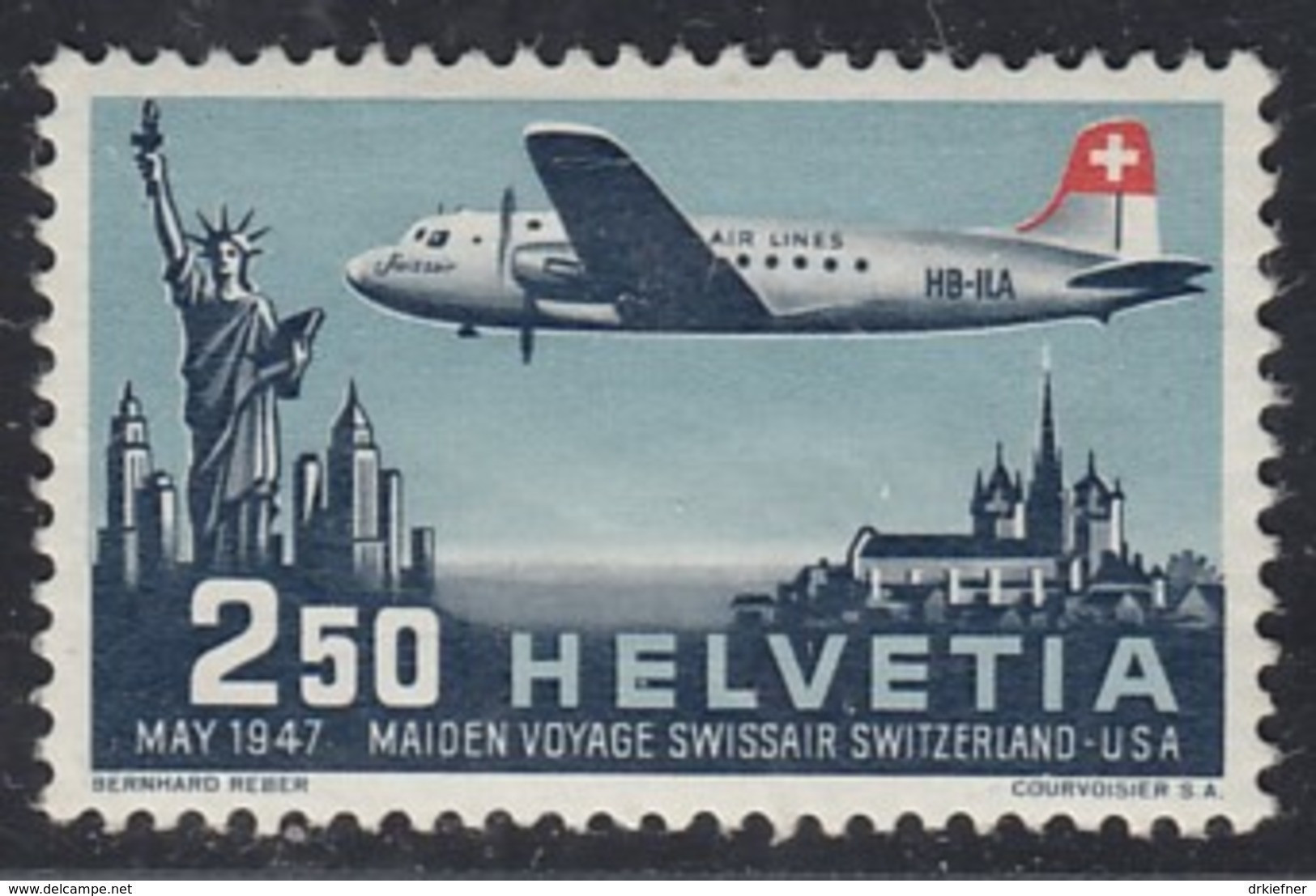 SCHWEIZ  479, Ungebraucht *, Erstflug SWISSAIR, 1947 - Nuovi