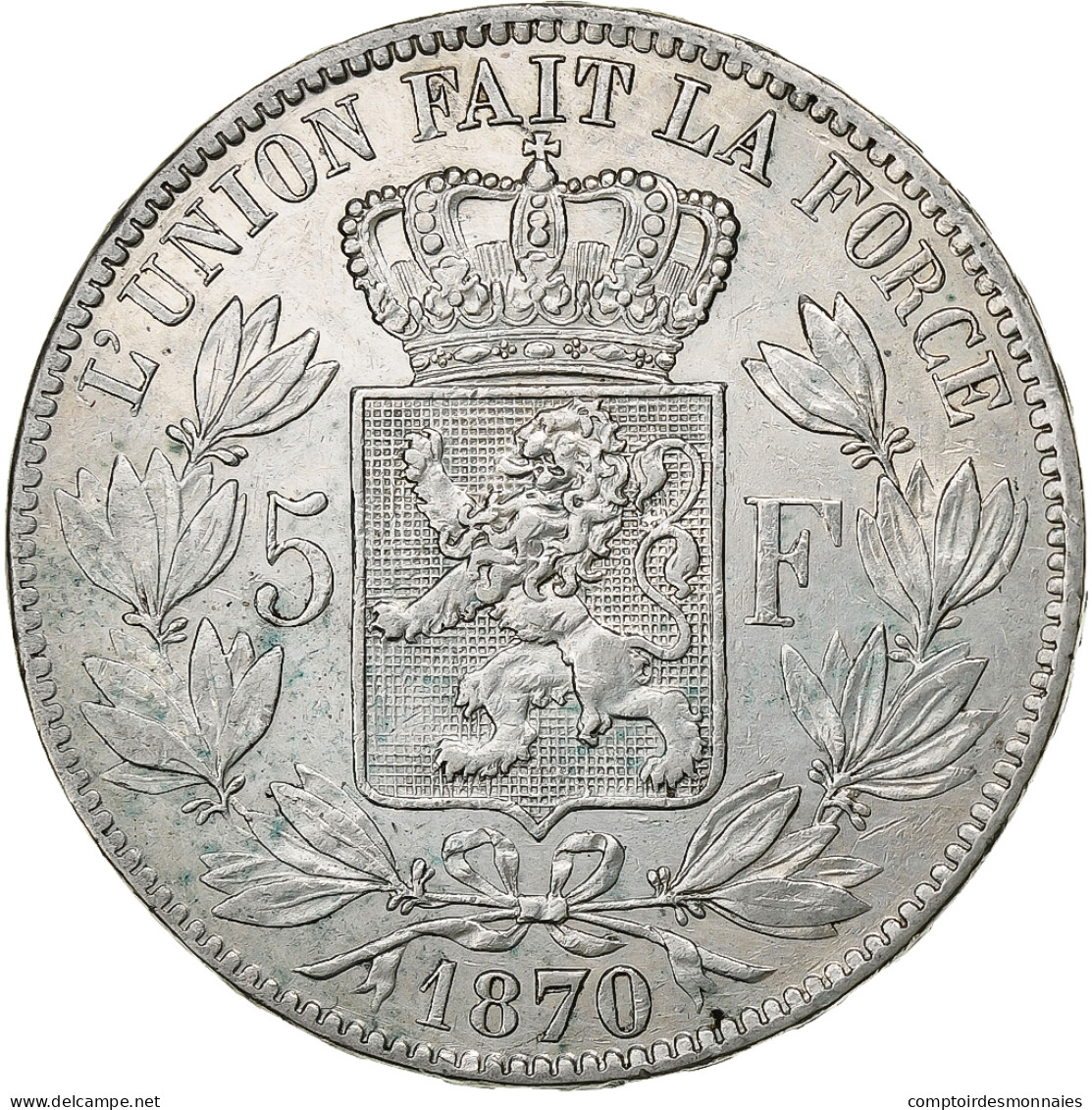 Belgique, Leopold II, 5 Francs, 5 Frank, 1870, Argent, TTB, KM:24 - 5 Francs