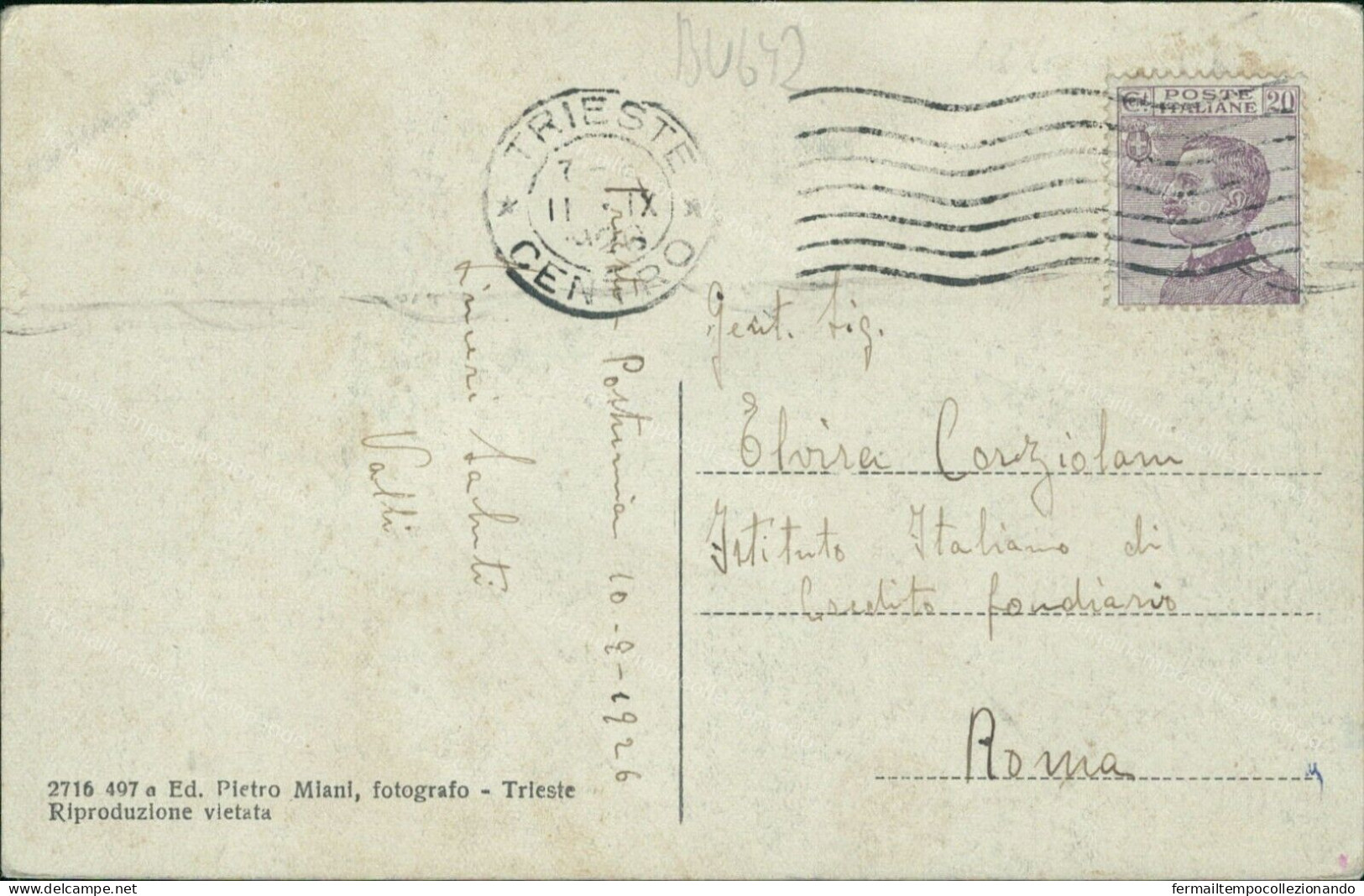 Bu642 Cartolina Trieste Citta'   Grignano 1926 Friuli - Trieste