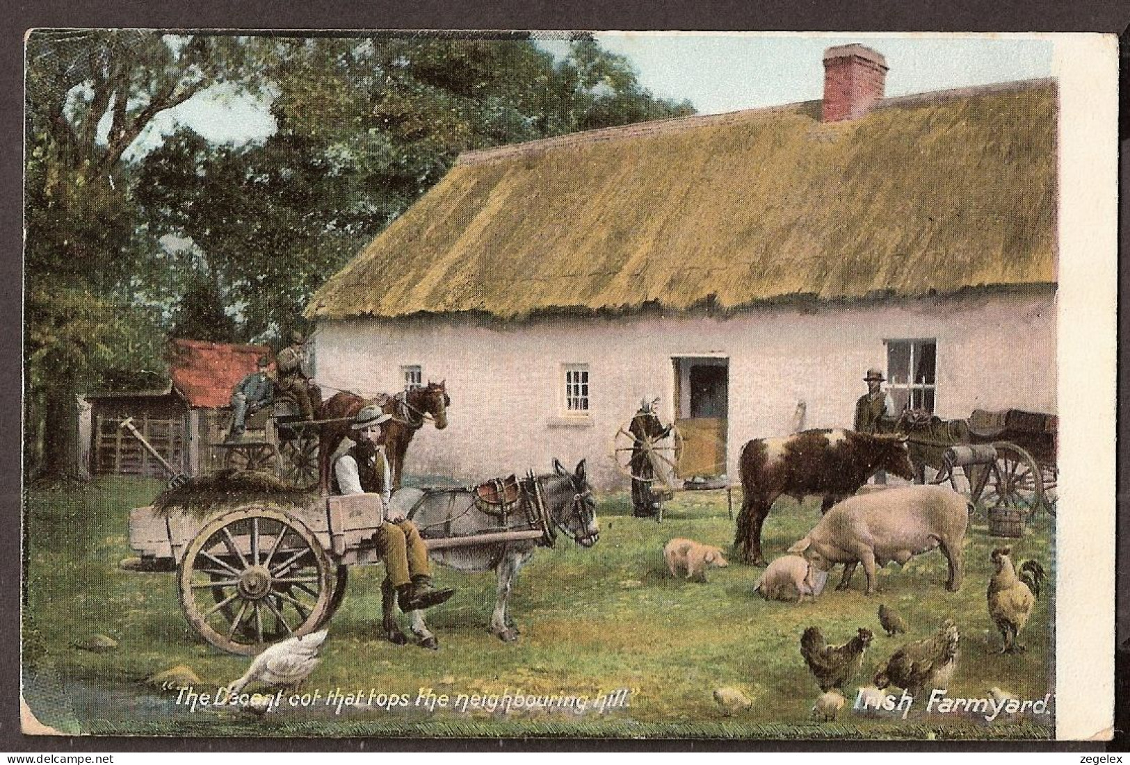 Irish Farmyard 1910 - Farm, Cow, Horse, Chicken, Tatched Cottage - Andere & Zonder Classificatie