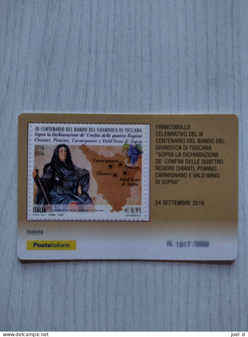 2016 ITALIA "III CENTENARIO BANDO DEL GRANDUCA DI TOSCANA" Tessera Filatelica - Cartes Philatéliques