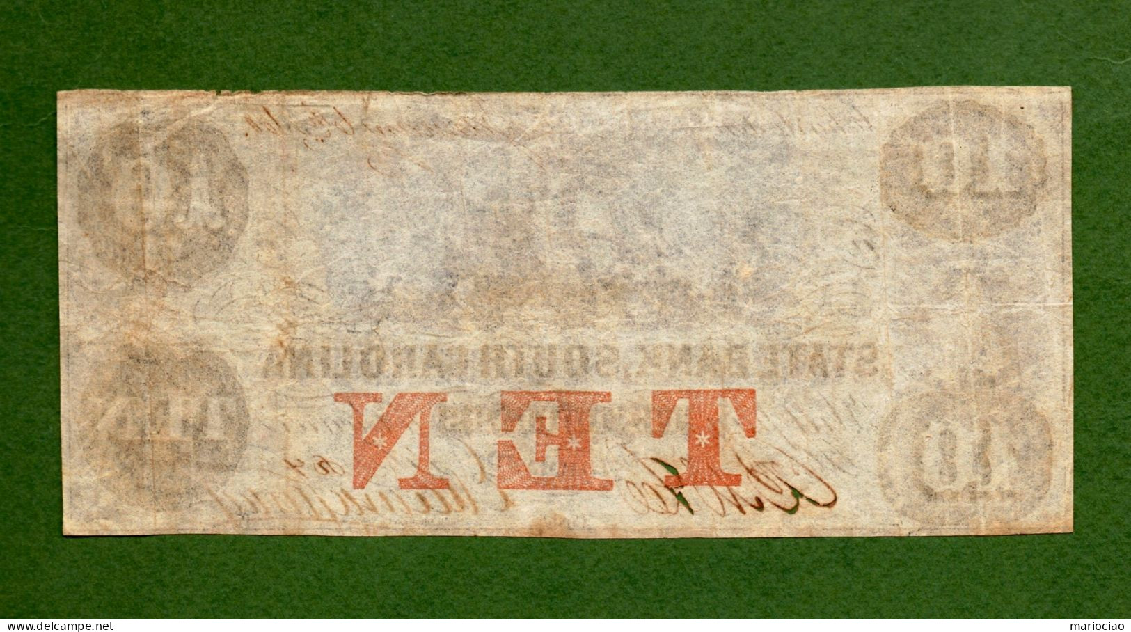 USA Note State Bank, South Carolina $10 Charleston 1860 N.804 - Andere & Zonder Classificatie