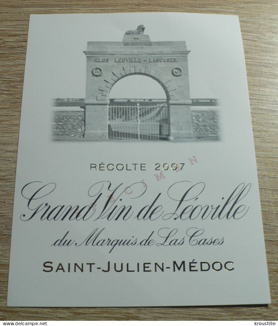 GRAND VIN DE LEOVILLE - RECOLTE 2007 - ETIQUETTE SAINT-JULIEN MEDOC NEUVE - Bordeaux