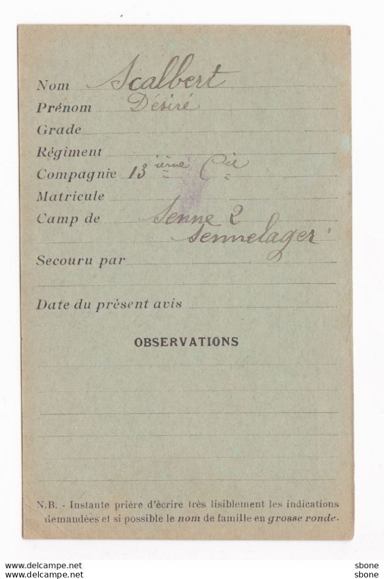 Carte En Franchise Militaire - Agence Des Prisonniers De Guerre - Croix Rouge - Covers & Documents