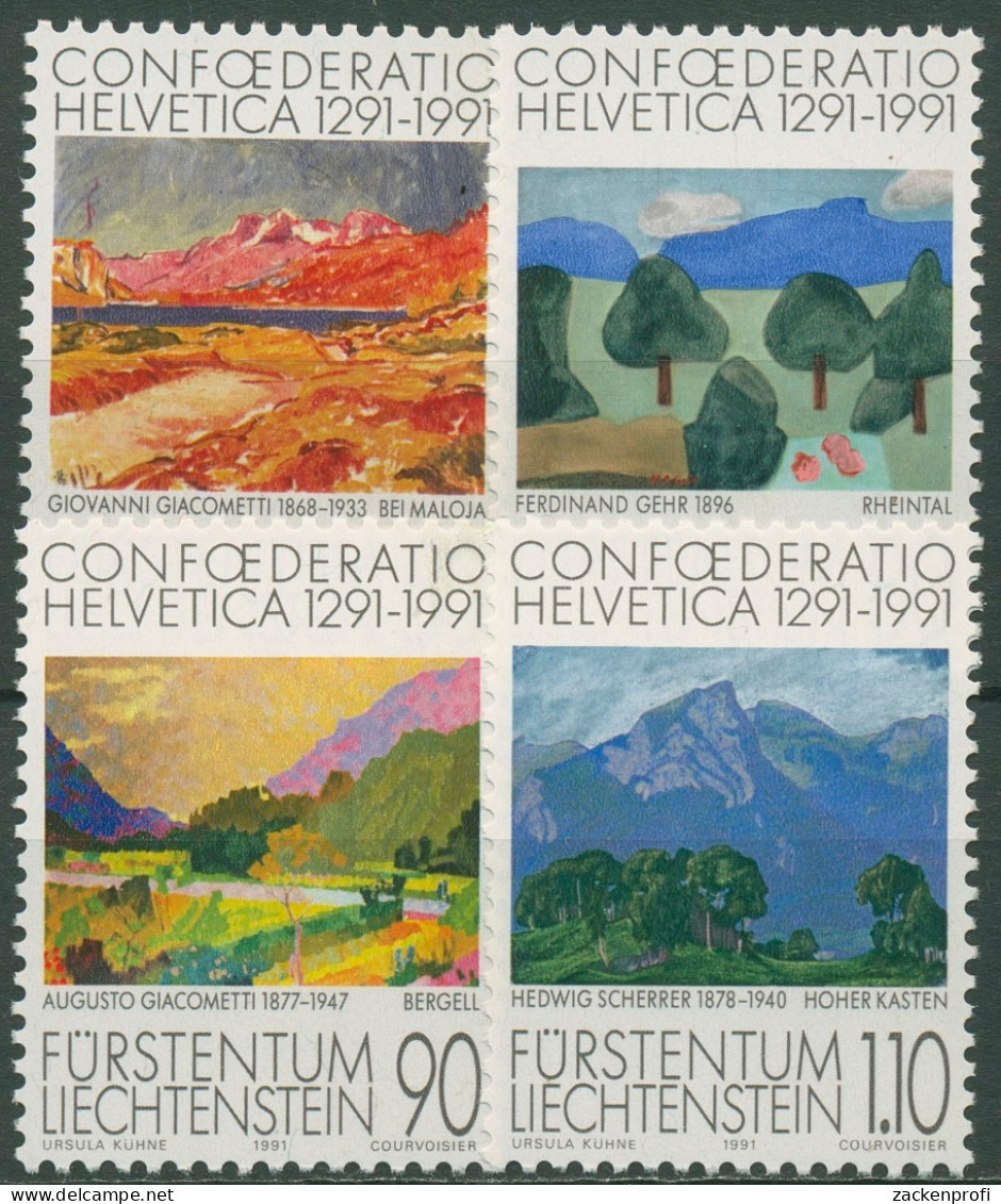 Liechtenstein 1991 Schweizer Eidgenossenschaft Gemälde 1016/19 Postfrisch - Unused Stamps