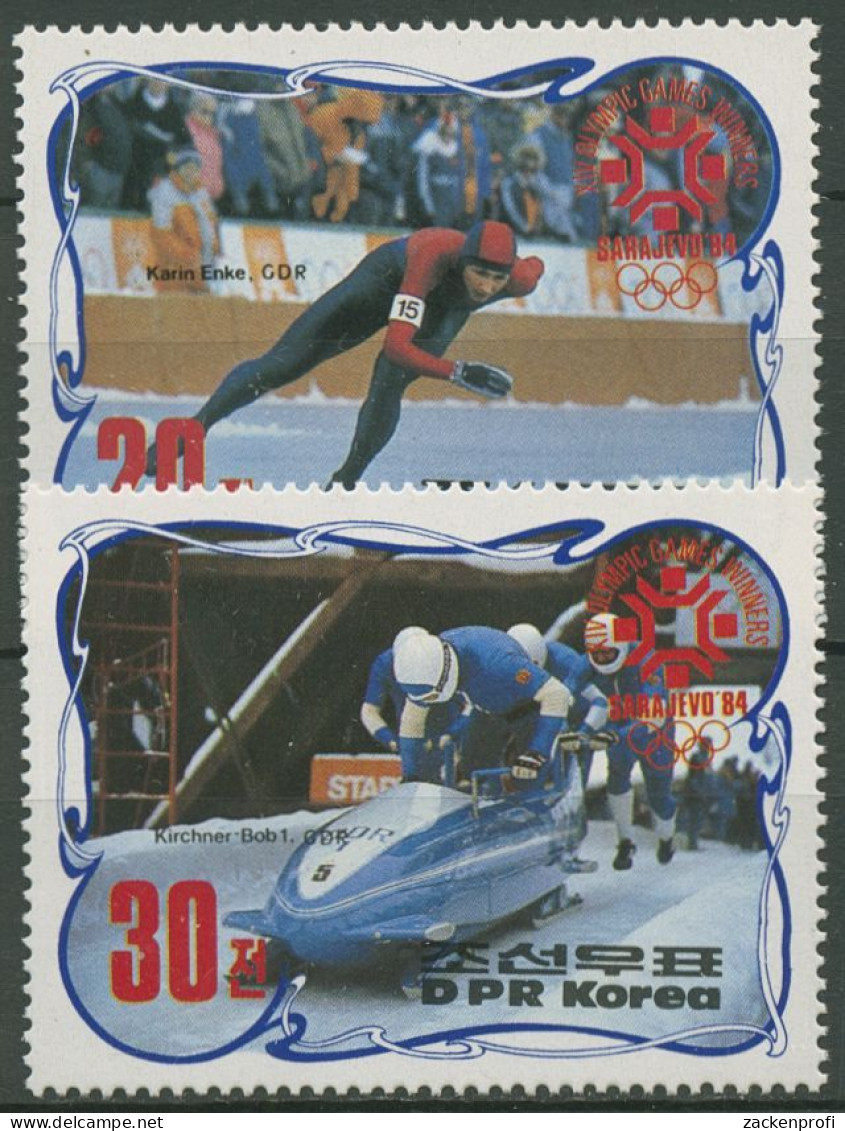 Korea (Nord) 1984 Olympia Winterspiele Sarajevo Medaillen 2457/58 Postfrisch - Corea Del Norte