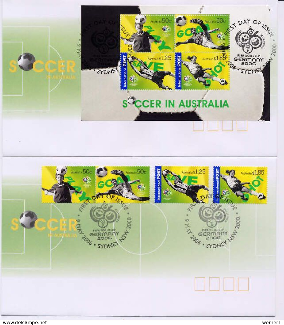 Australia 2006 Football Soccer World Cup Set Of 4 + S/s On 2 FDC - 2006 – Germania