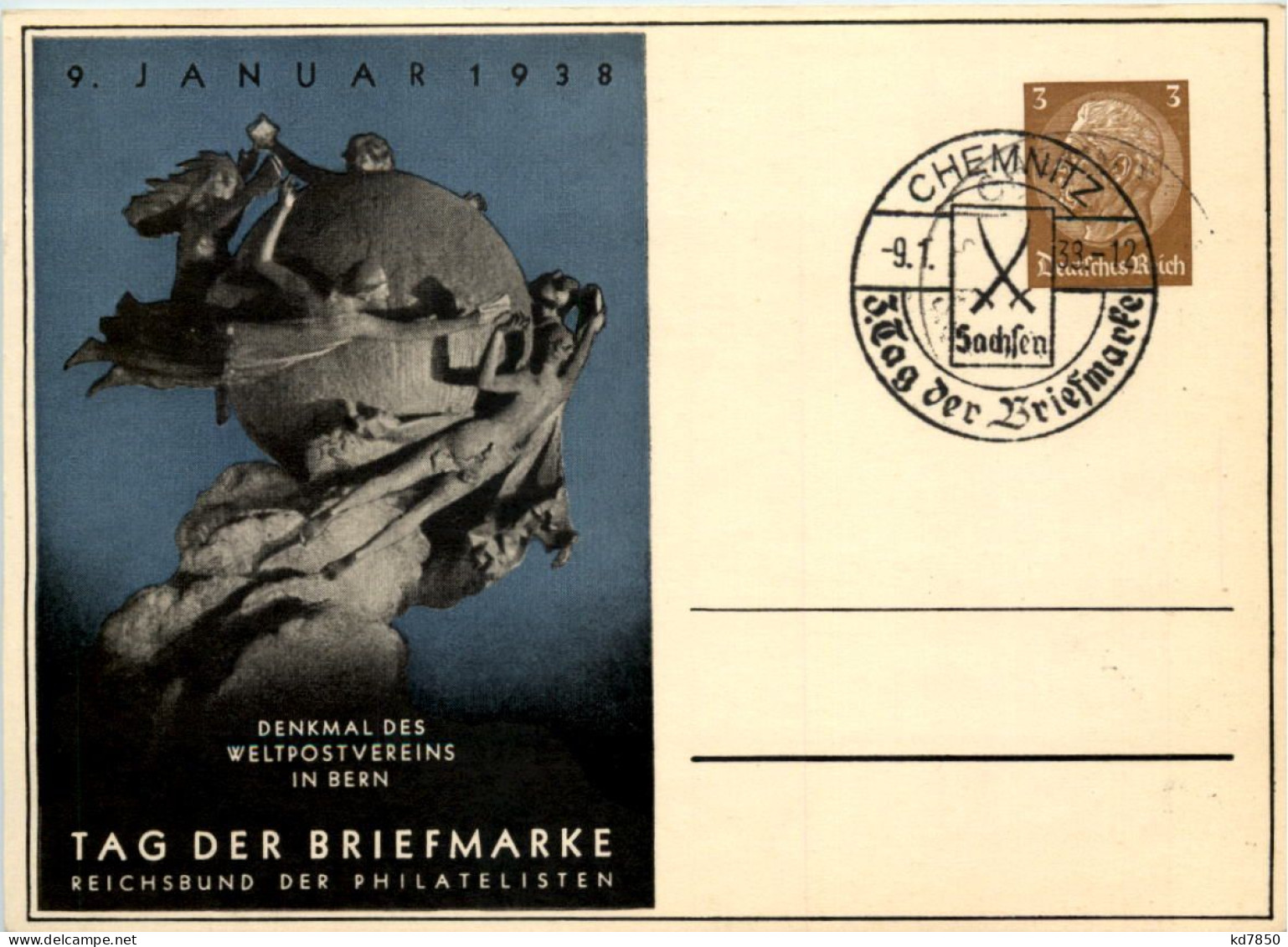 Tag Der Briefmarke 1938 - Ganzsache PP122 C75 Mit SST Chemnitz - Sonstige & Ohne Zuordnung