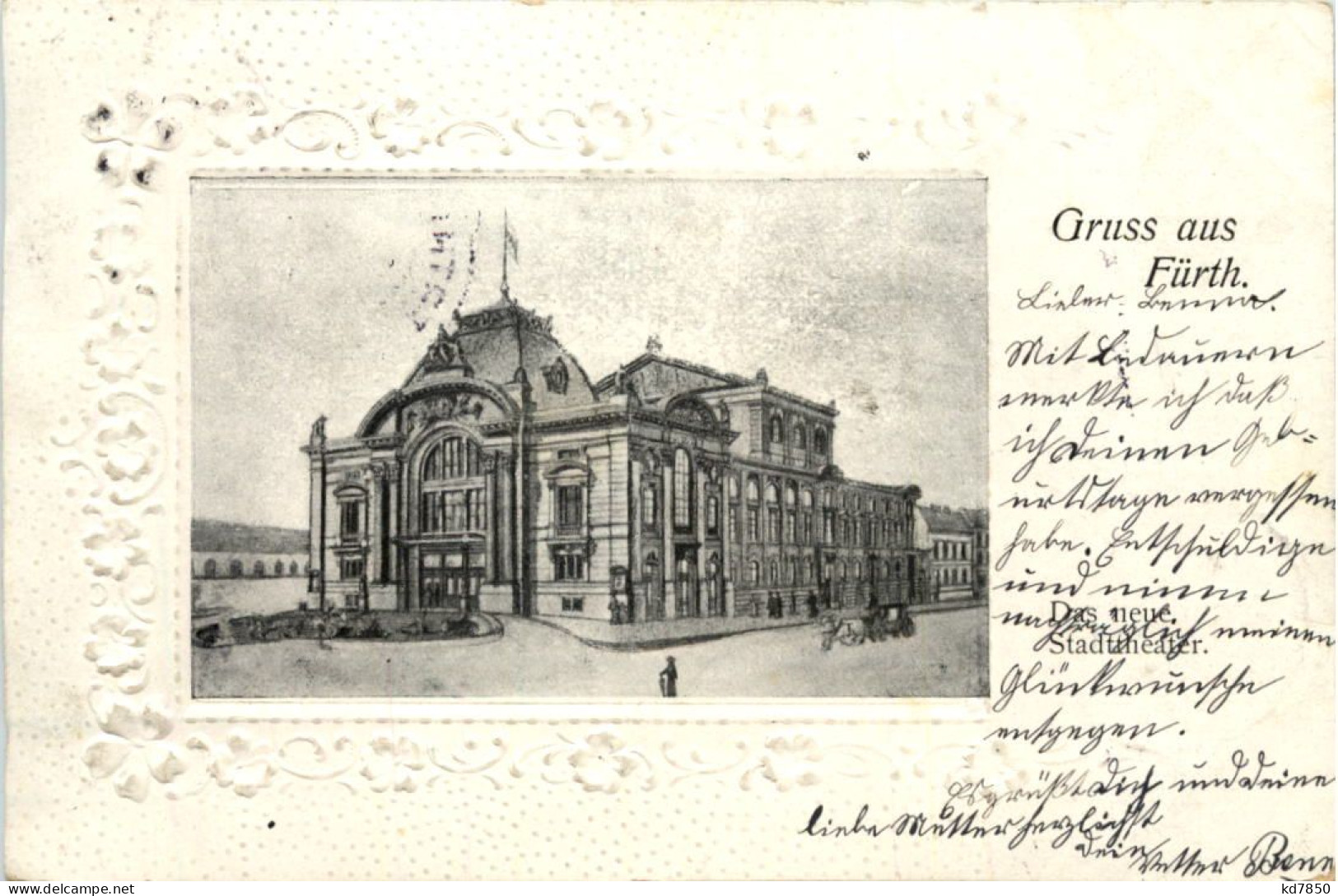Gruss Aus Fürth - Das Neue Stadttheater - Prägekarte - Fuerth
