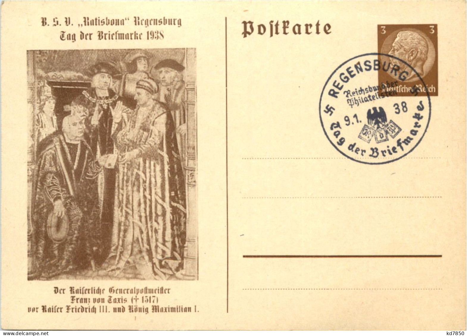 Regensburg - Tag Der Briefmarke 1938 - Ganzsache PP122 C70 - Regensburg