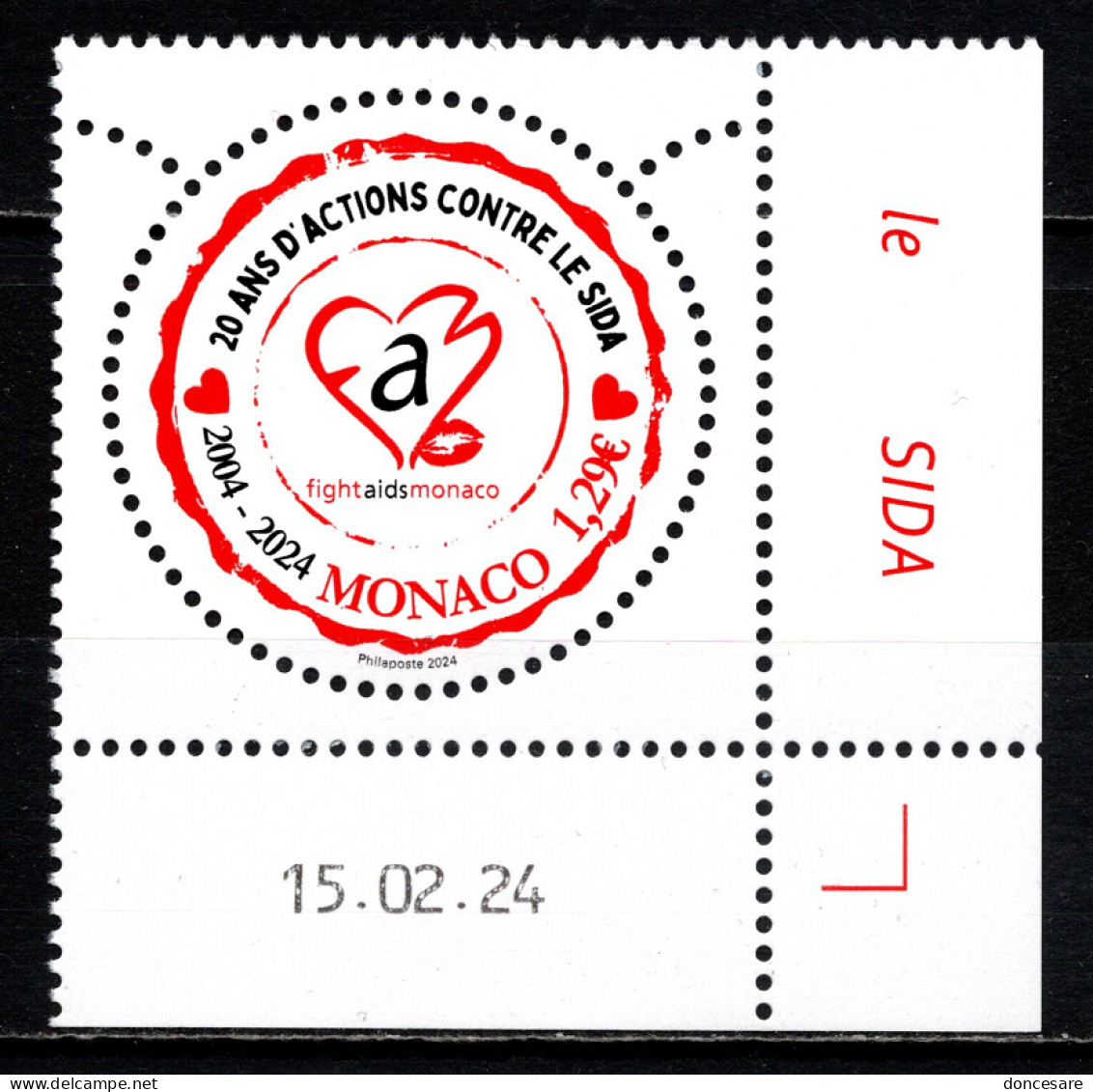 MONACO 2024 - 20 ANS DE FIGHT AIDS MONACO - NEUF ** - Unused Stamps