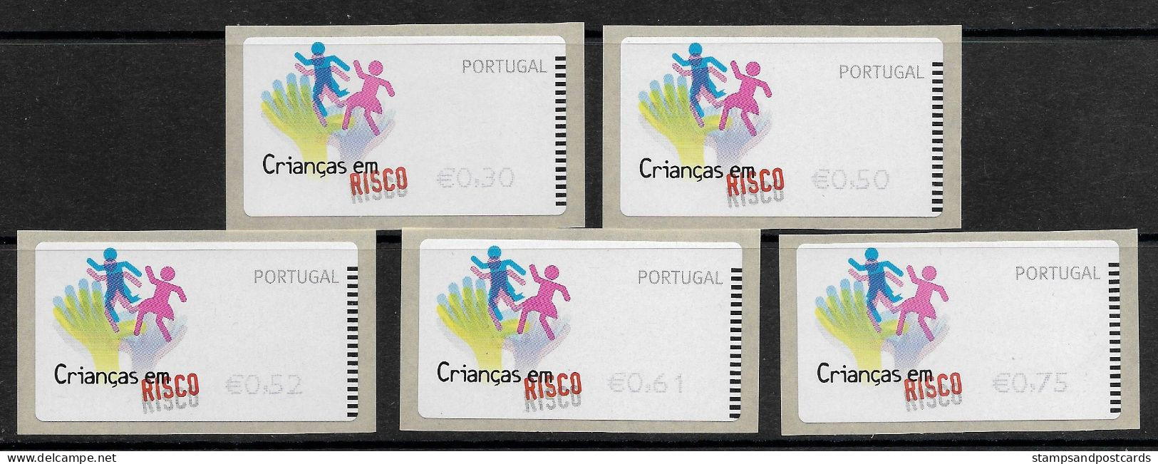 Portugal Timbres Distributeurs RARE COLEURS DEPLACÉS E-Post 2007 ATM Children At Risk 2007 RARE ERROR - Automaatzegels [ATM]