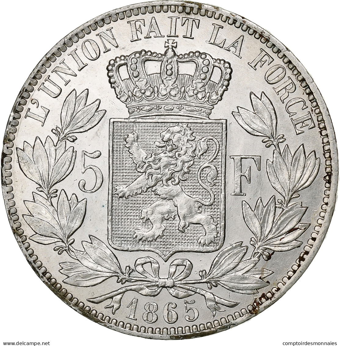 Belgique, Leopold I, 5 Francs, 5 Frank, 1865, Argent, TTB, KM:17 - 5 Frank