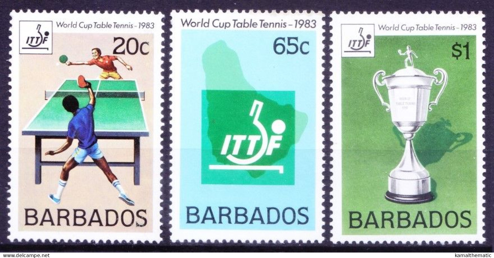 Barbados 1983 MNH 3v, Table Tennis World Cup, Sports - Tennis