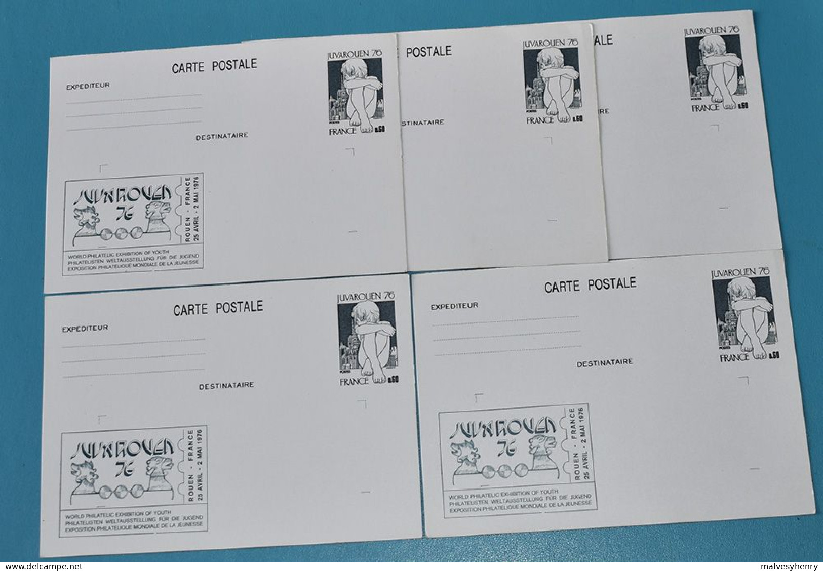 JUVAROUEN 1976 - 5 CARTES POSTALES NEUVES REPIQUAGE - JUVAROUEN 76 - Overprinter Postcards (before 1995)