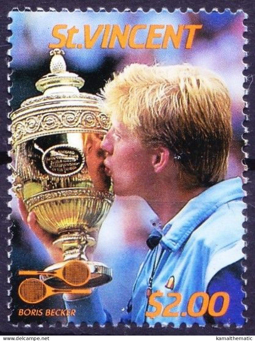 St. Vincent 1987 MNH, Boris Becker, Int. Lawn Tennis Players, Sports - Tennis