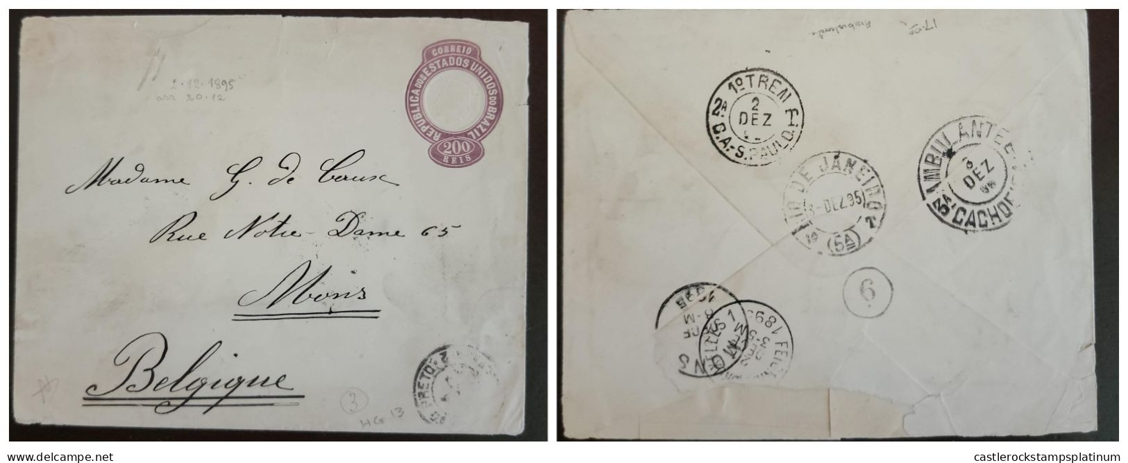 O) 1895 BRAZIL, AMBULANTE, RIO DE JANEIRO, AMBULANTE, LIBERTY HEAD, CIRCULATED POSTAL STATIONERY TO BELGIUM - Andere & Zonder Classificatie