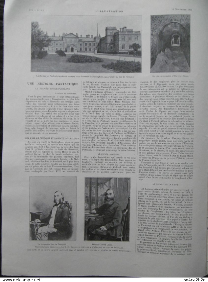 L'ILLUSTRATION N°3377 16/11/1907 La Transmission Télégraphique Des Photographies; Le Procès Druce - Portland - Otros & Sin Clasificación